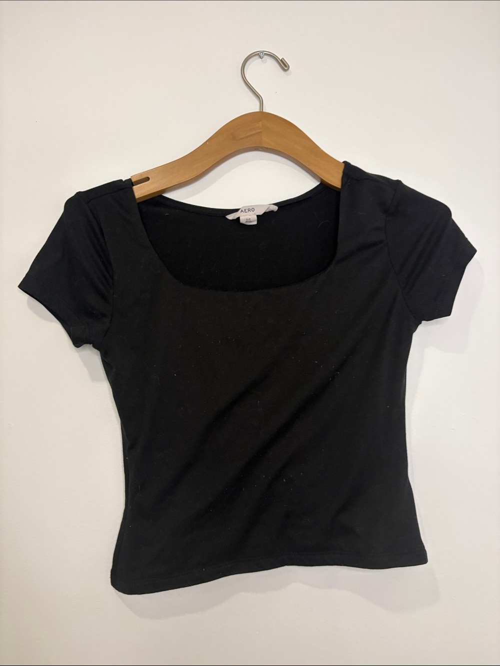 Aero Black Scoop Neck Short Sleeve Top